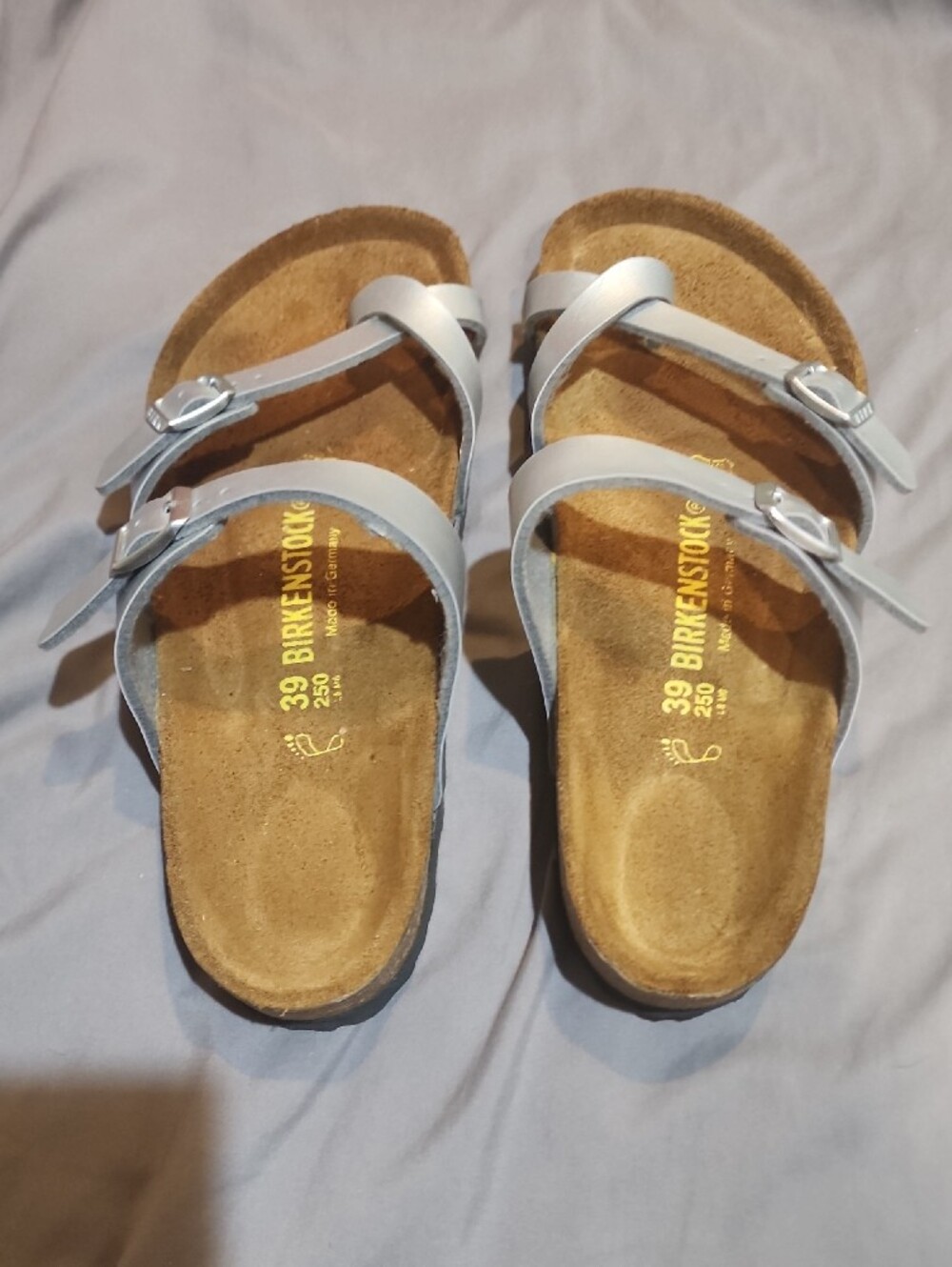 Birkenstock Silver Metallic Double-Strap Sandals - Picture 2 of 4